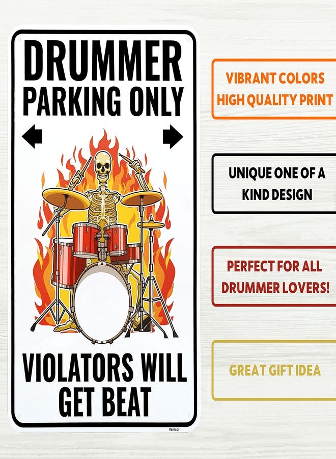 Venicor Drummer Sign - 9 x 14 Inches - Aluminum - Drummer Gifts for Men - Drum Decor Accessories Decorations Stuff - Image 3